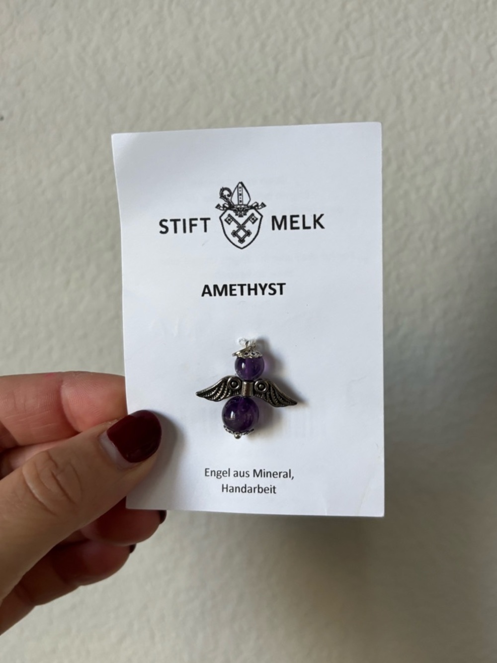 Stift Melk amethyst angel pendant